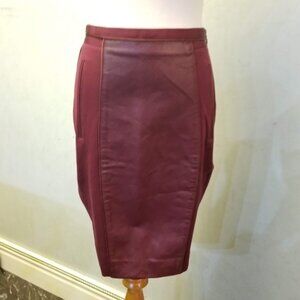 Ted Baker Maroon skirt with leather detail womens size 1 US 4 (213)